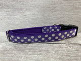 Purple and white Spots Dots Dog Collar