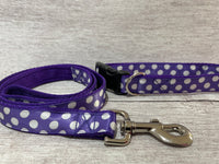 Purple with White Spots Dots Ribbon Lead