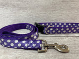 Purple with White Spots Dots Ribbon Lead