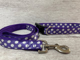 Purple and white Spots Dots Dog Collar