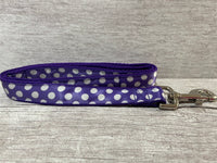 Purple with White Spots Dots Ribbon Lead