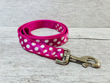Hot Pink with White Spots Dots Ribbon Lead