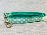 Green with White Spots Dots Ribbon Lead