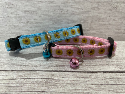 Sunflower Heads Cat Collar - Handmade in the UK | Dottie's Pet Boutique