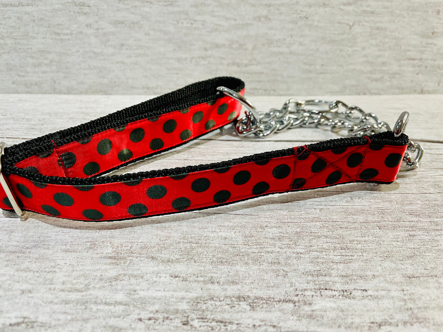 Red and Black Spots Dots Ladybird Inspired Dog Lead - View 2 | Dottie's Pet Boutique