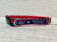 Two Tone Blue with Red Partially Sighted Blind Dog Collar