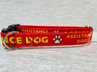 Red with Yellow Text Assistance Dog Collar
