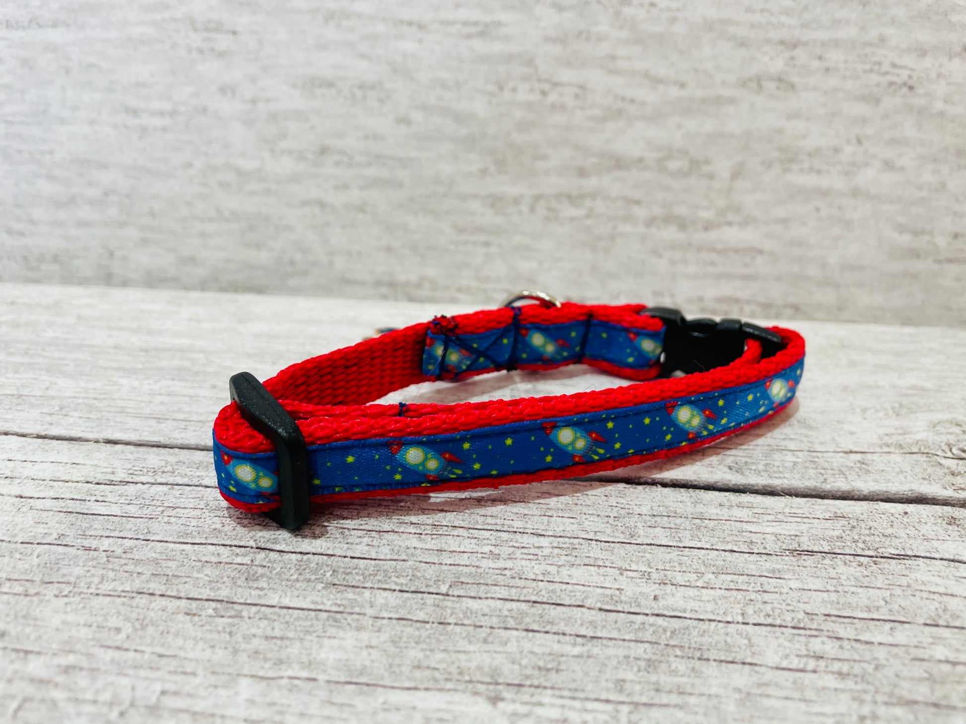 Rocket Space Ribbon Cat Collar - View 3 | Dottie's Pet Boutique