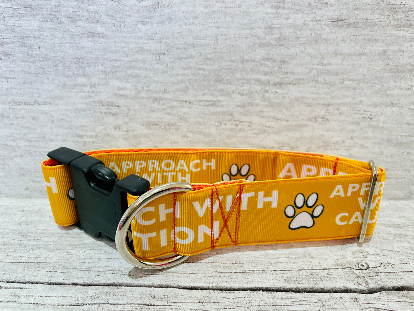Approach with Caution Alert Dog Collar - View 2 | Dottie's Pet Boutique