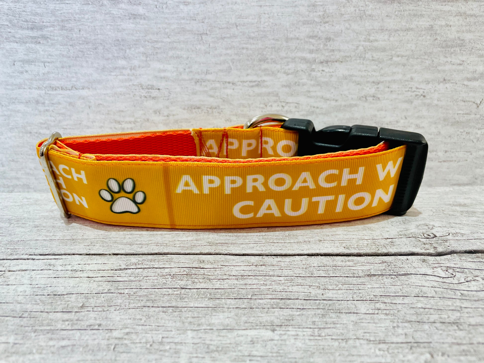 Approach with Caution Alert Dog Collar - View 3 | Dottie's Pet Boutique