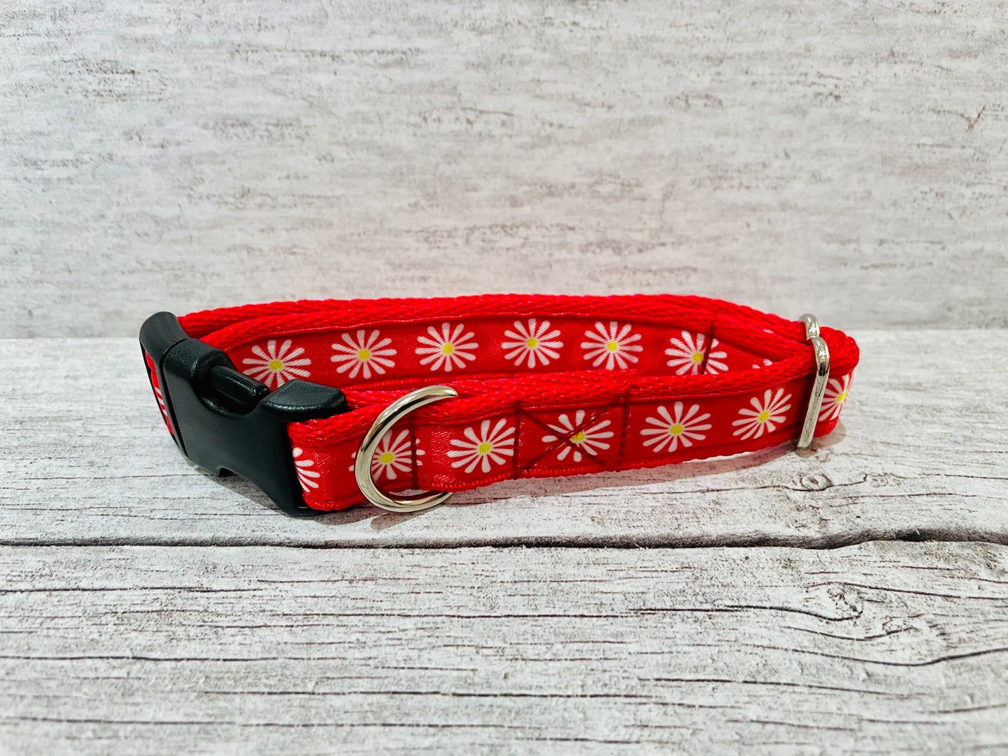 Red Daisy Dog Collar - View 2 | Dottie's Pet Boutique