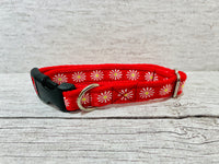 Red Daisy Ribbon Dog Collar
