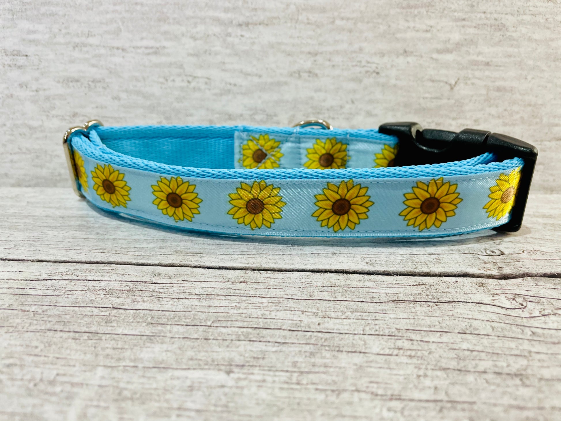 Blue Sunflower Heads Dog Collar - View 4 | Dottie's Pet Boutique