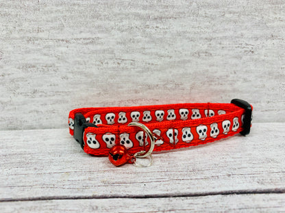 Colourful Skulls Halloween Scary Cat Collar - View 2 | Dottie's Pet Boutique