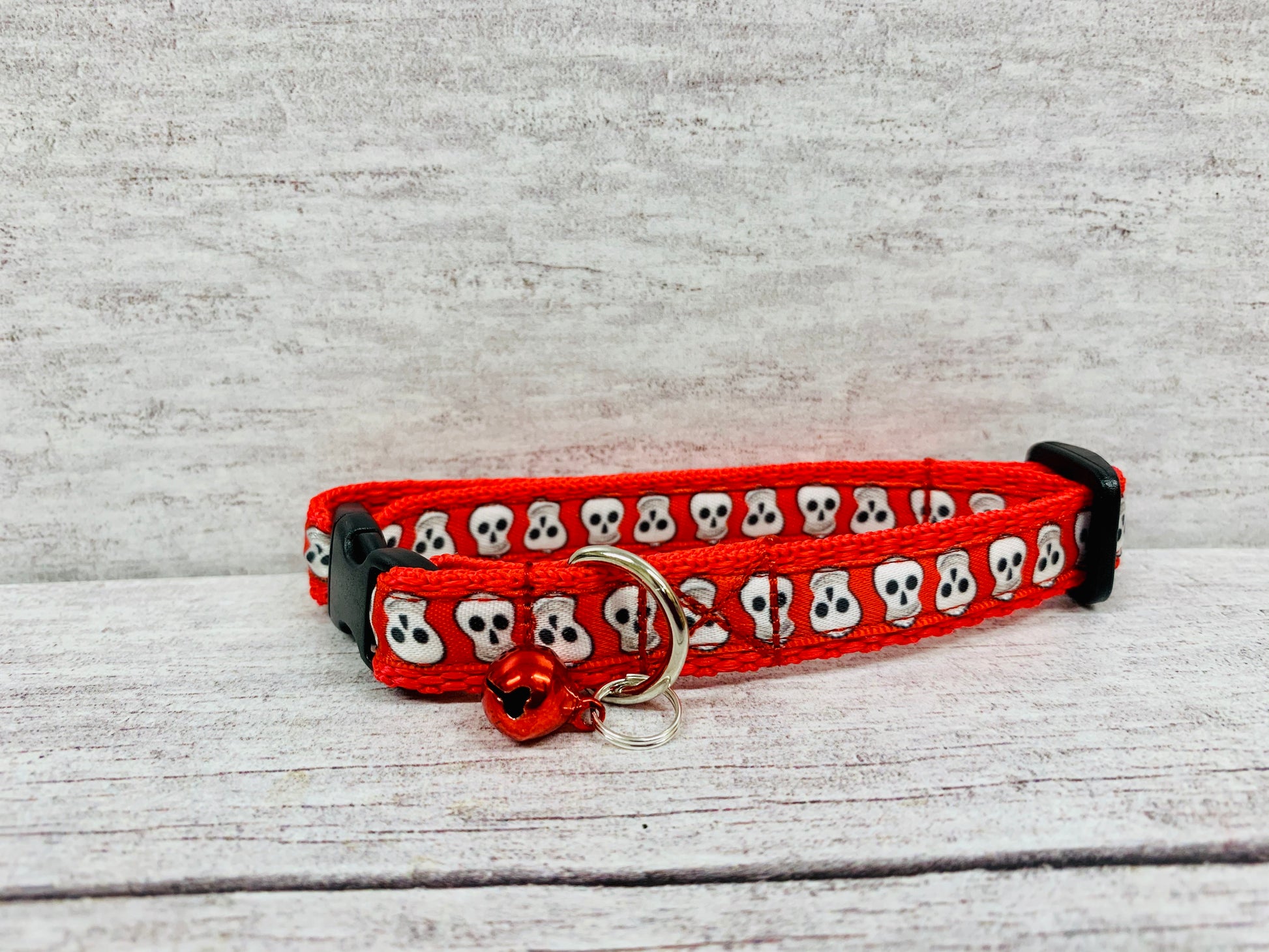 Bright Colourful Skull Halloween Puppy/Small Dog Collar - View 2 | Dottie's Pet Boutique