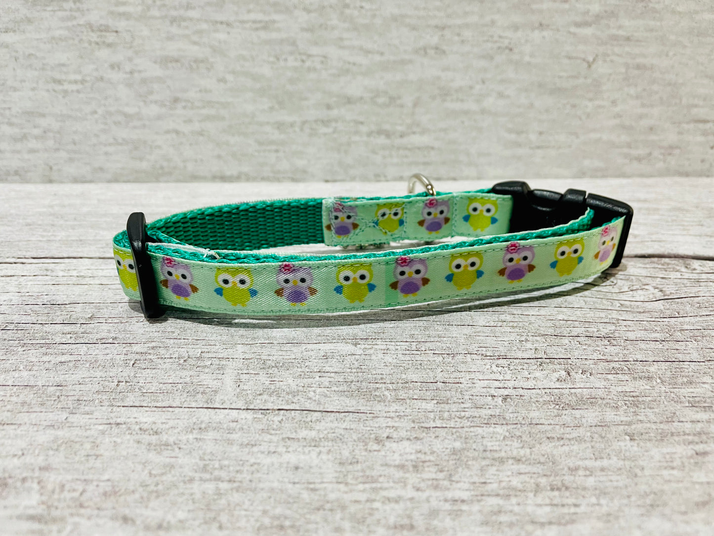 Green Owl Dog Collar - View 2 | Dottie's Pet Boutique