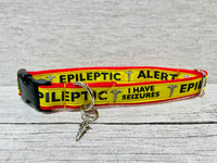 Yellow on Red Epileptic - Medical Alert Dog Collar