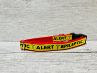 Yellow on Red Epileptic - Medical Alert Dog Collar