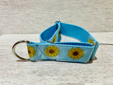 Blue Sunflower Heads Dog Collar