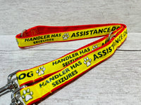 Handler has Seizures - Assistance Dog Ribbon Lead/Leash