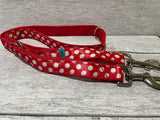 Red with White Spots Dots Ribbon Lead