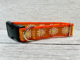 Orange Daisy Ribbon Dog Collar