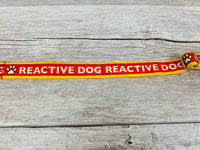 Reactive Dog Ribbon Dog Collar - Red ribbon, Yellow Webbing