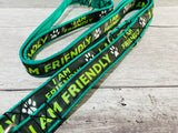 I am Friendly - Dog Collar - Black on Green