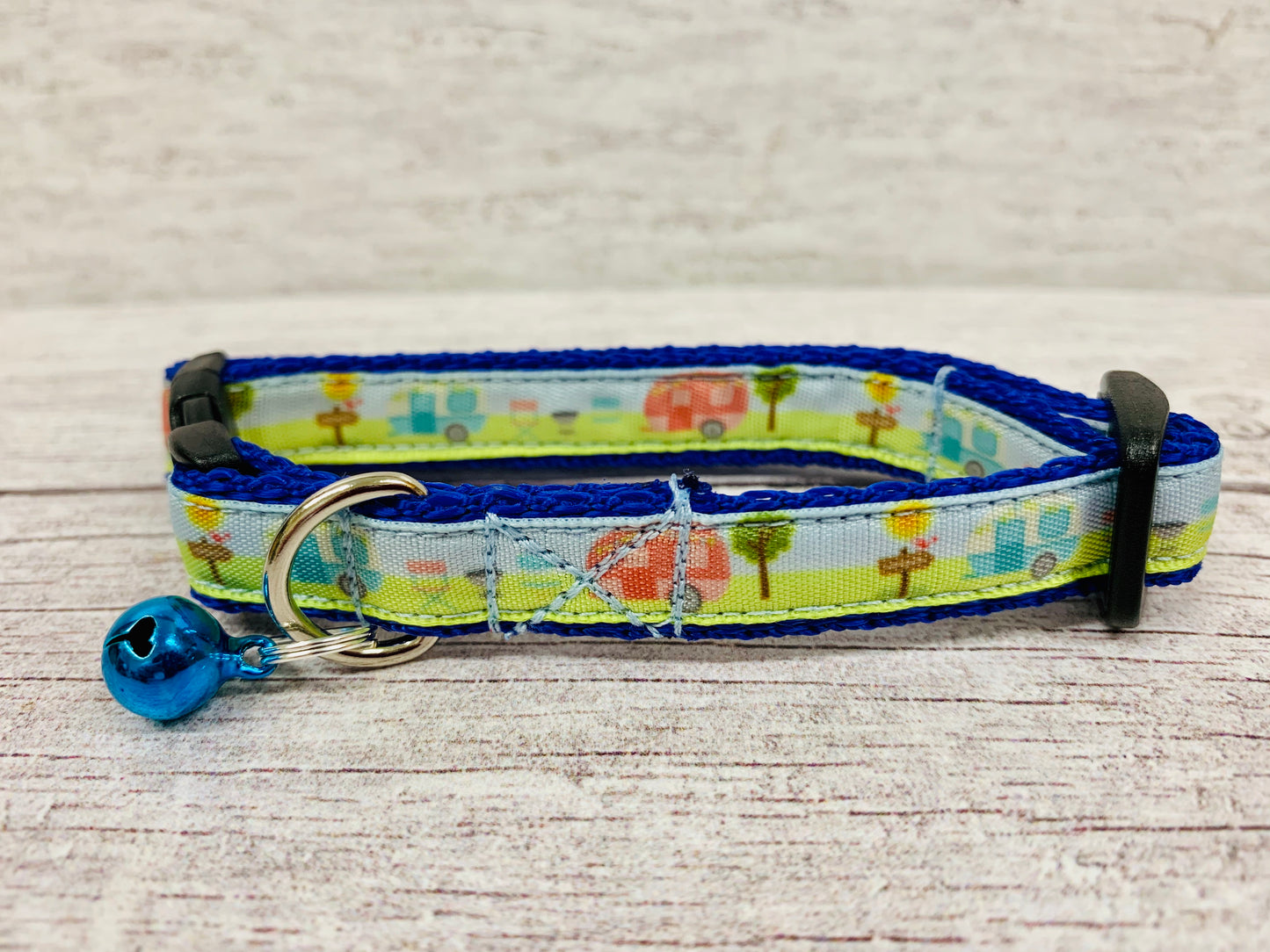 Caravan Holiday Camping Cat Collar - Handmade in the UK | Dottie's Pet Boutique