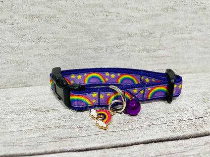 Rainbow & Stars Print Cat Collar - View 5 | Dottie's Pet Boutique