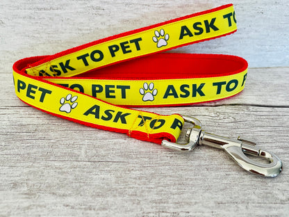 Ask to Pet Dog Lead - Handmade in the UK | Dottie's Pet Boutique