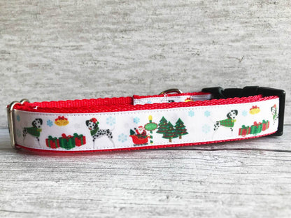 Dalmatian Christmas Themed Dog Collar - View 2 | Dottie's Pet Boutique