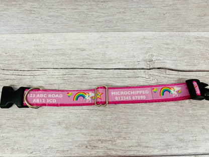 Unicorn Personalised Custom Print Dog Collar - View 3 | Dottie's Pet Boutique