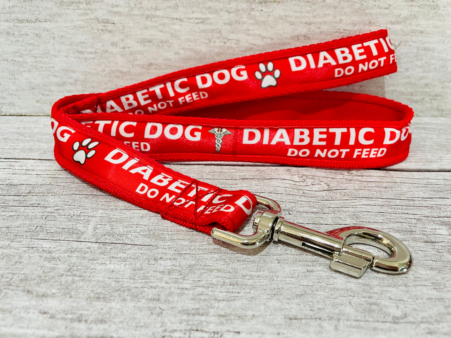 Diabetic Dog Do Not Feed Medical Alert Dog Lead - Handmade in the UK | Dottie's Pet Boutique