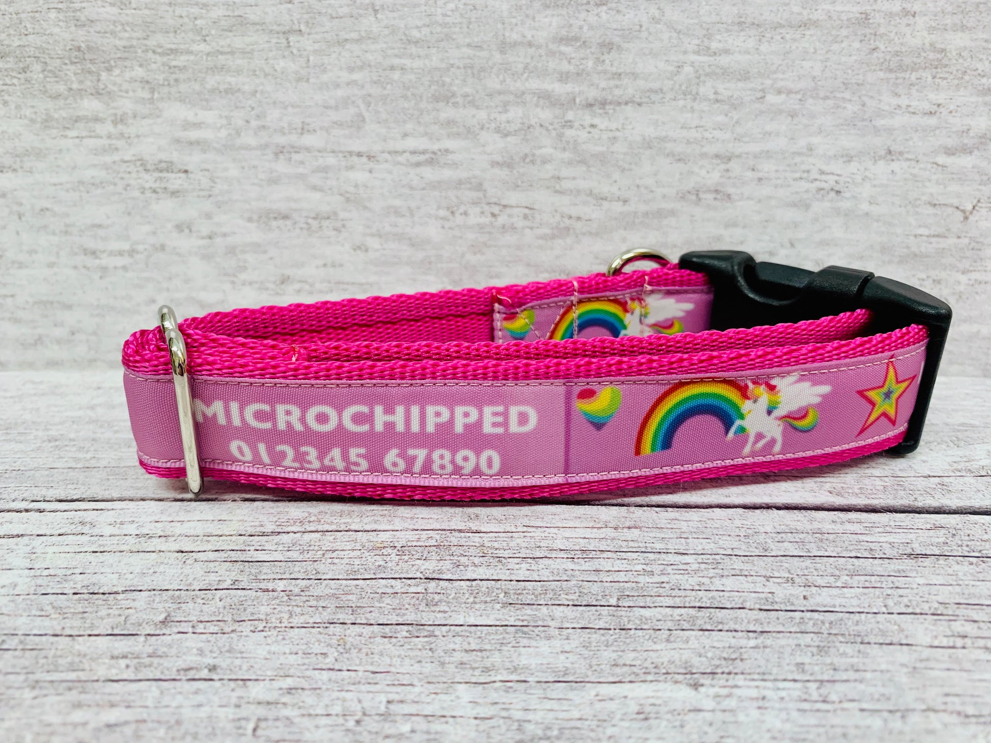 Unicorn Personalised Custom Print Dog Collar - View 2 | Dottie's Pet Boutique