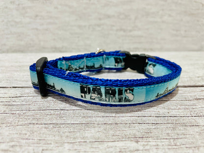 Paris Skyline Puppy/Small Dog Collar - Handmade in the UK | Dottie's Pet Boutique