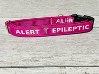 Hot Pink Epileptic - Medical Alert Dog Collar