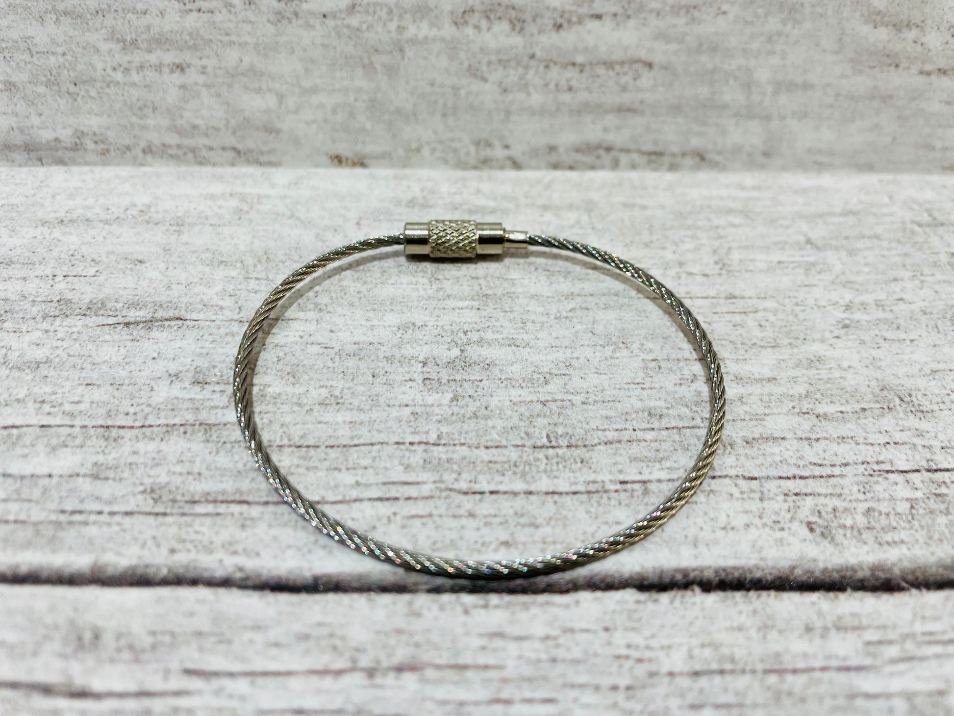 Cable Loops with Keyring Twist Barrel - Silver - Handmade dog collar by Dottie's Pet Boutique
