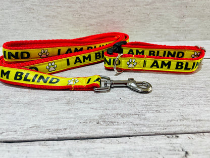 I am Blind Dog Collar - Yellow on Red Alert - View 5 | Dottie's Pet Boutique