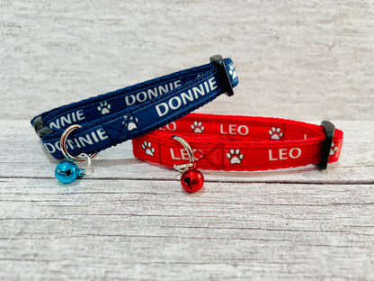 Personalised Name Cat Collar - Handmade in the UK | Dottie's Pet Boutique