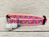 Baby Pink Christmas Snowman and Snowflake Xmas Kitten/Cat Collar