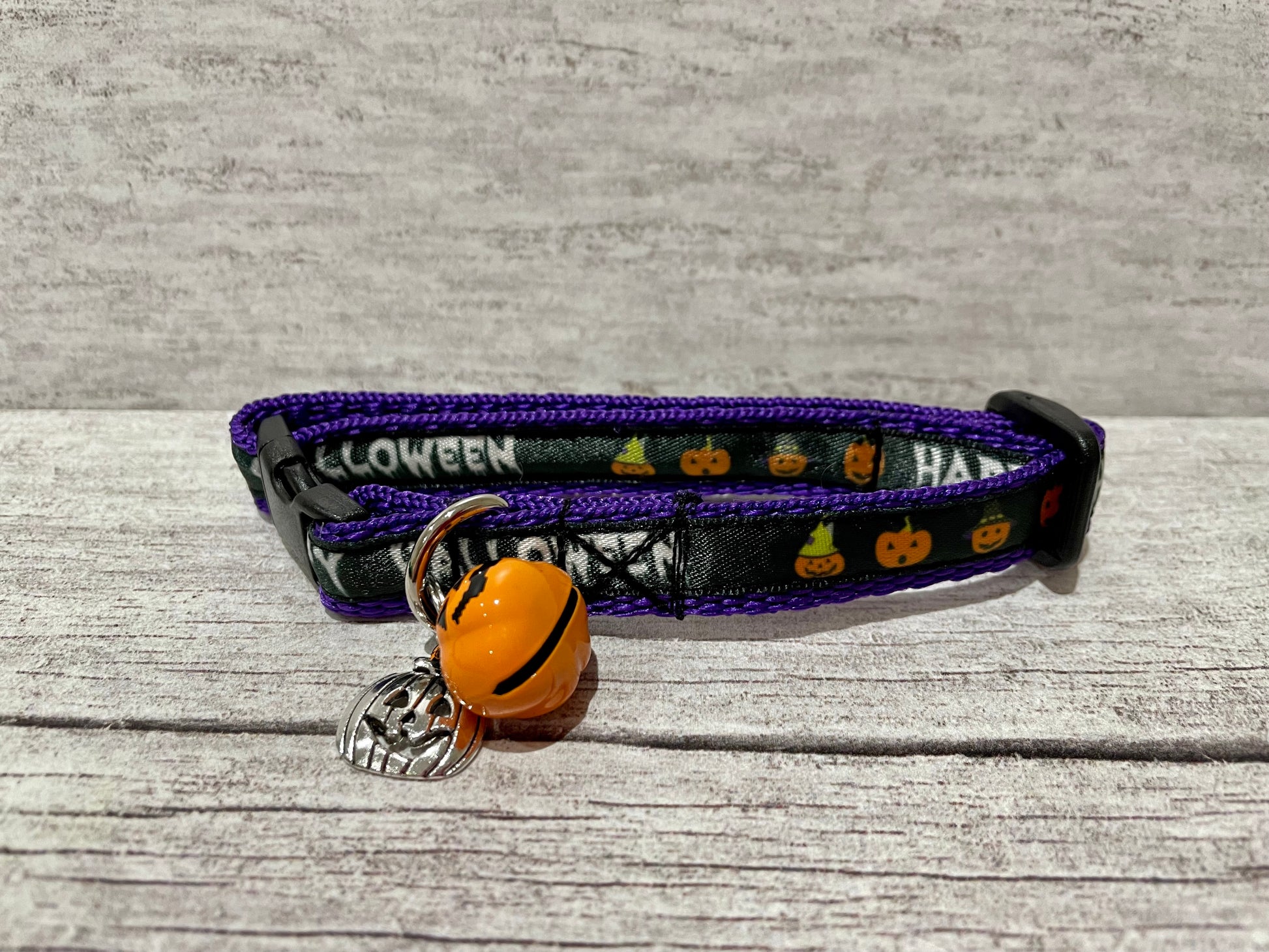 Happy Halloween Pumpkin Cat Collar - View 5 | Dottie's Pet Boutique