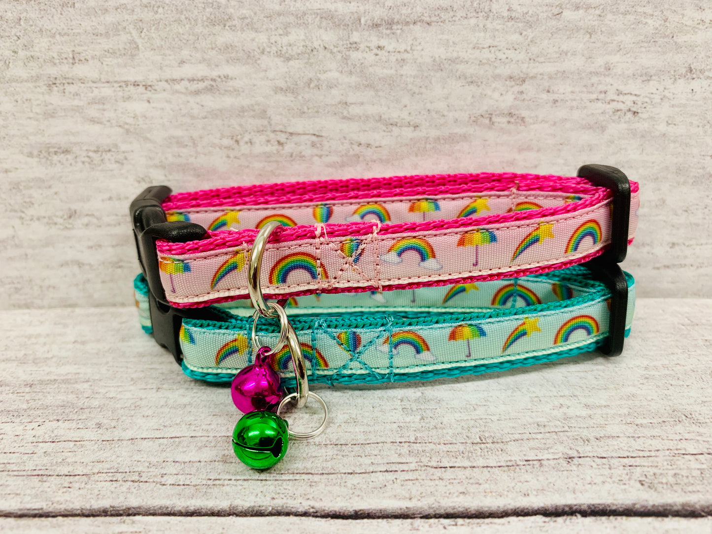 Rainbow Print Cat Collar - Handmade in the UK | Dottie's Pet Boutique