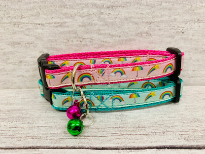 Rainbow Print Cat Collar - Handmade in the UK | Dottie's Pet Boutique
