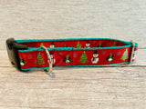 Red Christmas Themed Snowman Penguin Xmas Tree Dog Collar