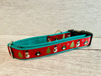 Red Christmas Themed Snowman Penguin Xmas Tree Dog Collar