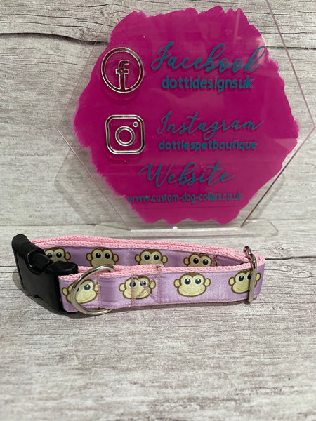 SALE - Pink Monkey Dog Collar