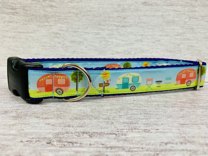 Caravan Holiday Camping Dog Collar - Handmade in the UK | Dottie's Pet Boutique