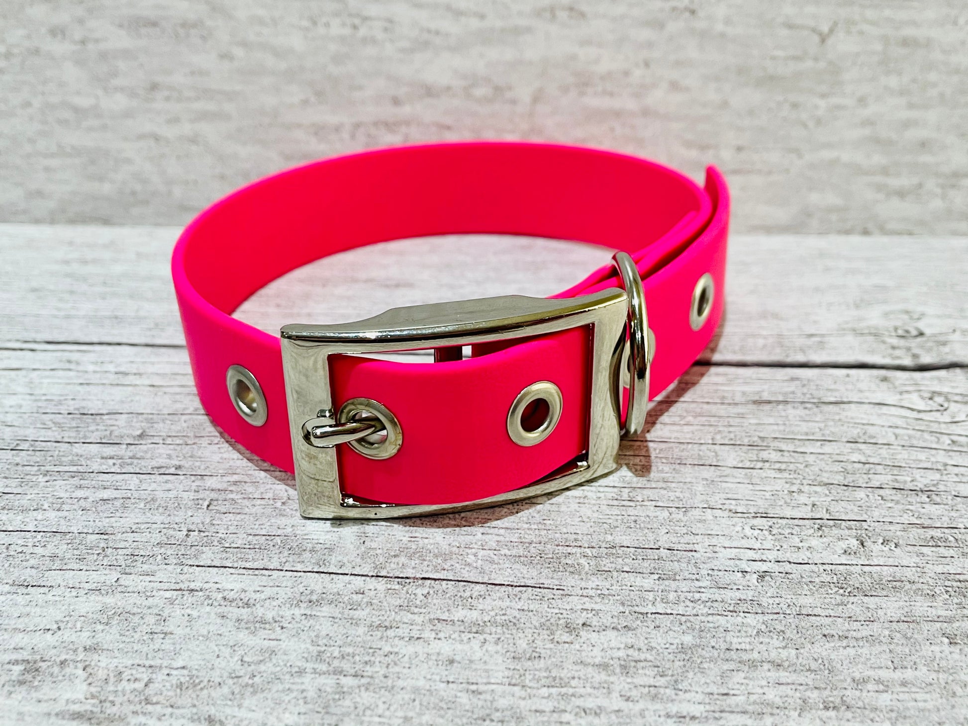 Hot Pink Biothane Waterproof Dog Collar - Handmade in the UK | Dottie's Pet Boutique