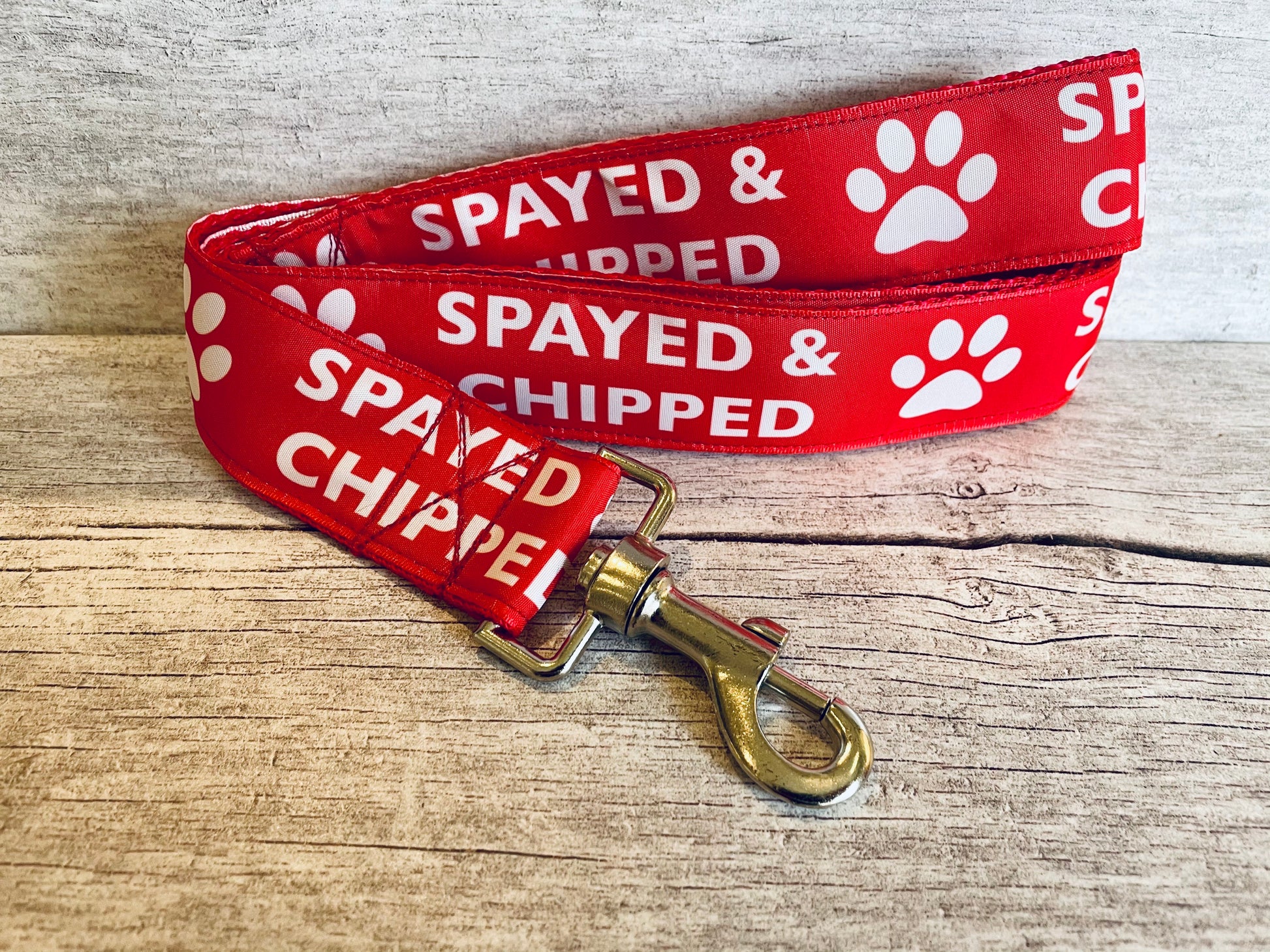 Spayed & Chipped Lead Alert - Handmade in the UK | Dottie's Pet Boutique